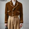 Осенние мужские куртки-короткие пальто кэжуал с длинным рукавом и пуговицами