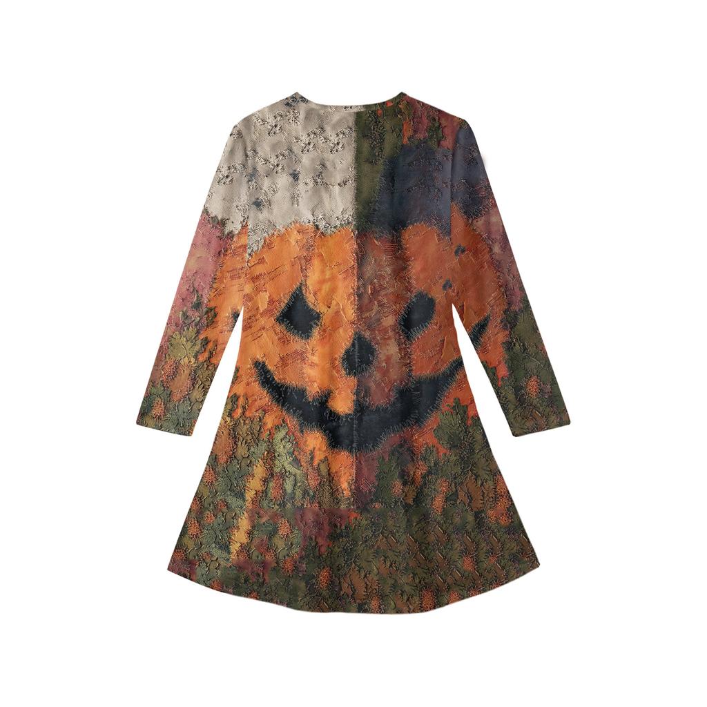 Girls' Long Sleeve Dress - Color Pocket Dress