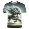 Летняя мужская свободная футболка больших размеров с 3D-принтом с изображением древнего мифического животного, персонализированная, модная, дышащая рубашка с короткими рукавами