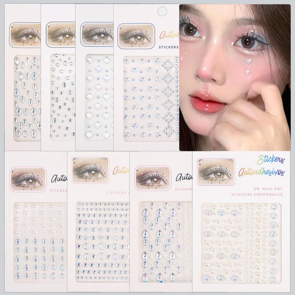 Кристальная радуга, драгоценные камни для лица, ювелирная наклейка с бриллиантами, сценическое украшение, 3D украшение для нейл-арта