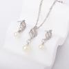 2Pcs/Set Women Jewelry Set Imitation Pearl Rhinestones Inlaid Necklace Drop Earrings Set Wedding