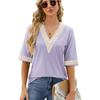 YYFS Женские модные повседневные летние весенние однотонные блузки и рубашки с v-образным вырезом и короткими рукавами с принтом