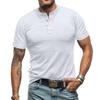 Summer European And American Men's Short Sleeved Men's Collarless T-shirt Solid Color Top