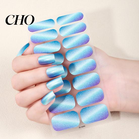 Home Manicure Decals Glitter Nail Polish Strips with File Easy Apply Remove Self Adhesive Women Art Full Sticker DIY Decoration Wrap Peel Stick Nails