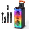 Home Karaoke Set, Wireless Microphone and Speaker Set, Rechargeable, 8000mAh High Capacity, 600W Pickup Power, TFUSBAUX Support, LED Mode, Portable