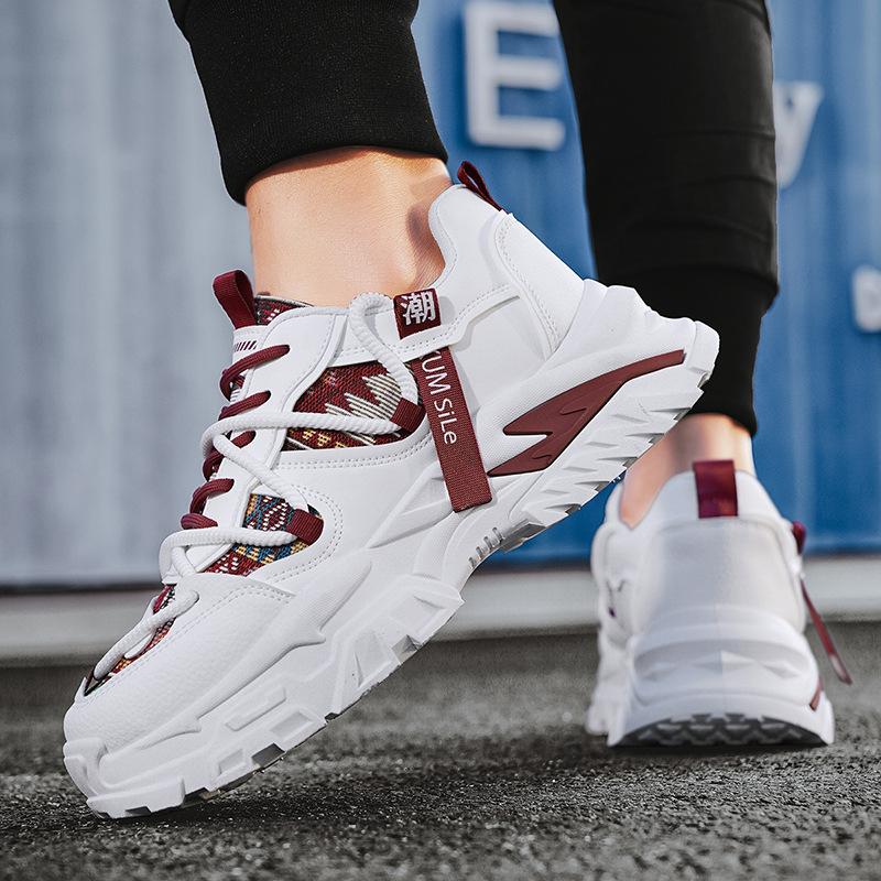 2025 new spring breathable net shoes trendy brand versatile casual sports shoes student non-slip height increase trendy men's dad shoes