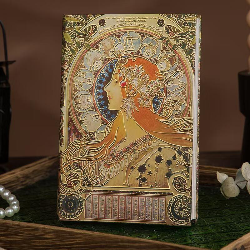 B6 Vintage European-Style Relief Notebook Three-Dimensional Hot-Stamped, Full Color Art, Ideal for Journaling and Gifting