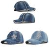 Skull Head Rhinestone Denim Baseball Cap With Hole Diamond Cowboy Duck Tongue Couple Sun Hat Co931-1 Navy Blue