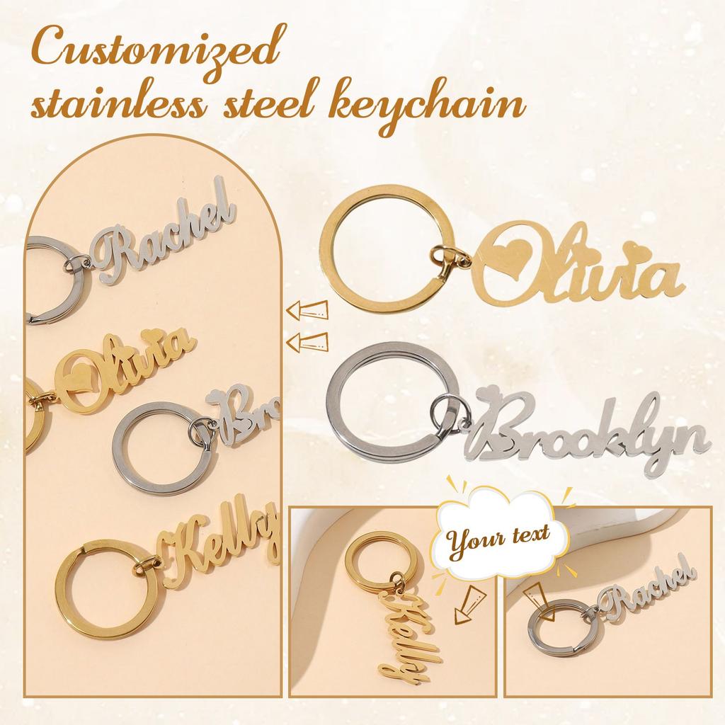 Personalized Stainless Steel Name Keychain (within 8 Characters)