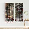 2 шт. Винтажные фонари Рождественские шторы, Ветка сосны Красная ягода Снежная зимняя сцена, Рустикальные праздничные оконные шторы для спальни