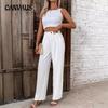 Spring and Summer Women's Pant Plus Size Loose High Waist Button New Wide Leg Straight Casual Pants