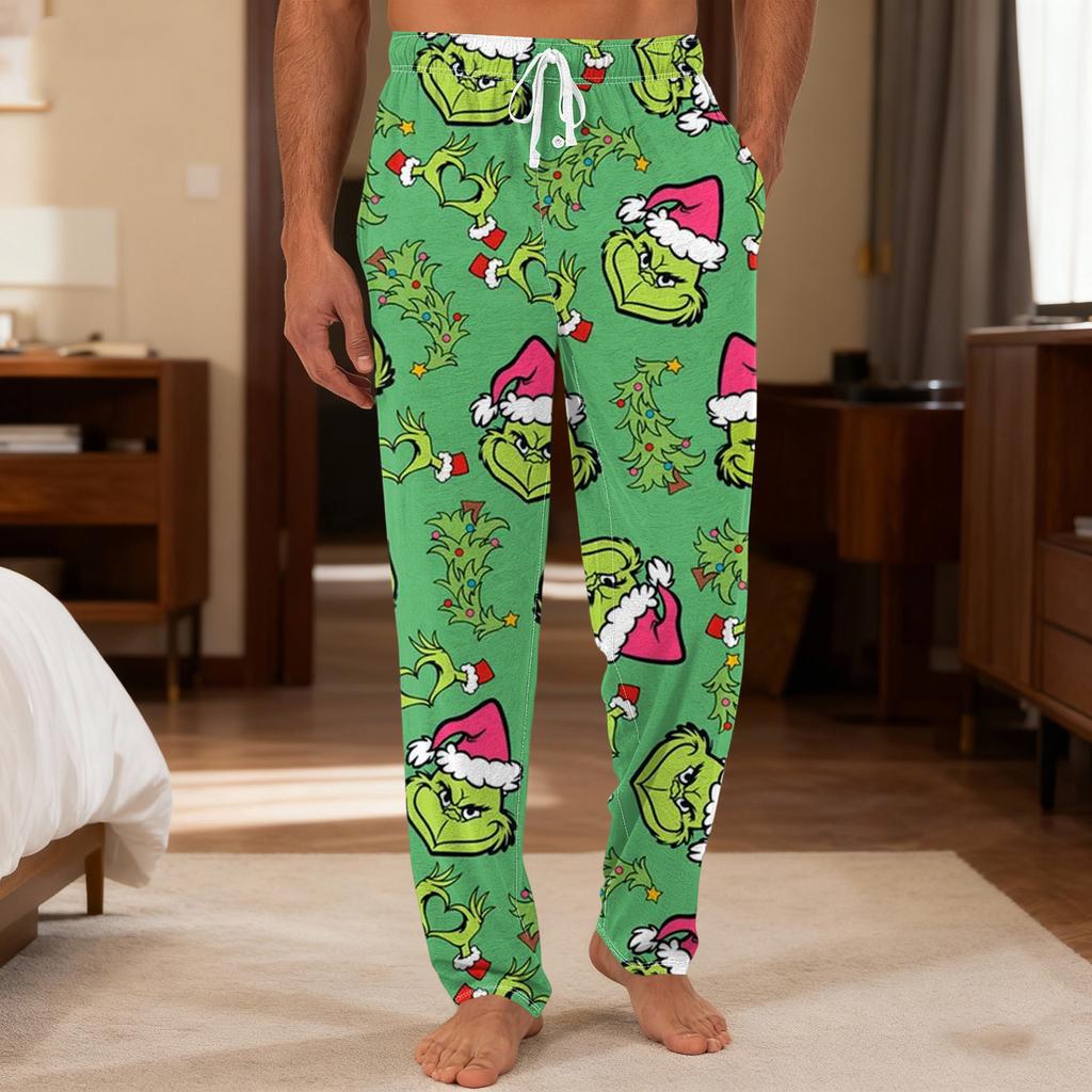 Men's Plain Knit Solid Pocket Casual Pants Home Pajama Pants