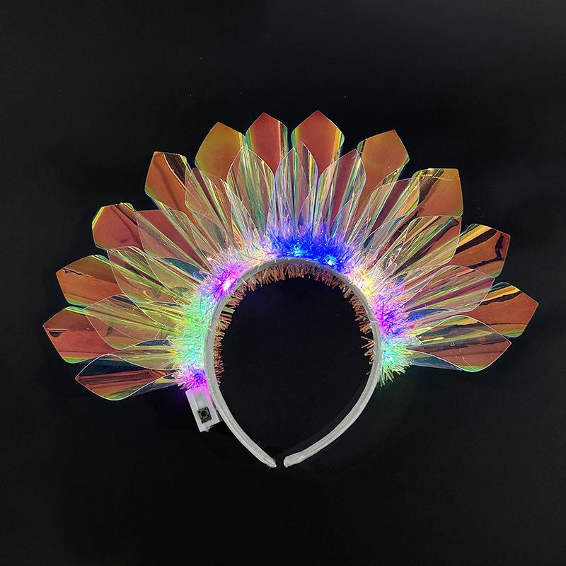 2024 Happy Year Crown Led Light Up Headband Светящиеся обручи для волос Мигающие детские Взрослые Рождественские вечеринки Реквизит Головные уборы