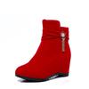 Large Sizes 34-43 Height Increasing Ankle Boots Woman Retro Chains Zip Up Autumn Winter Shoes Women Red Black 856
