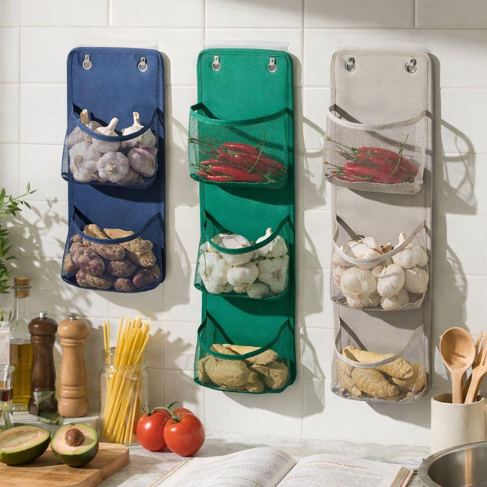 Space Saving Wall Mounted Basket No Drill Bathroom Organizer Mesh Storage Basket  Vegetable Fruit