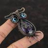 Африканский аметист, медный кулон, медная проволока, обернутая драгоценными камнями, ювелирные изделия, кулон из проволоки ручной работы, синий цвет, кулон от сглаза, кулон с совой для подарка