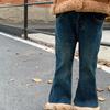 Autumn Winter Kids Girls Plush Jeans Denim Stylish Thickened Plus Velvet Toddler Girls Flared Pants Children Girls Trousers