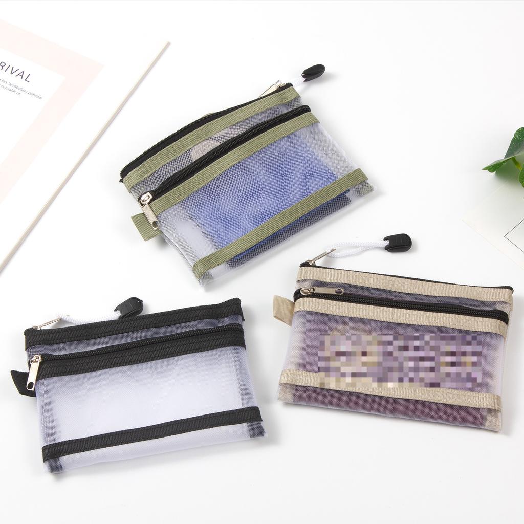 Многослойная сумка-молния для монет из нейлоновой сетки, органайзер для ключей, помады, наушников, держателя, удостоверения личности, кредитных карт, чехла для хранения