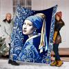 1pc Blue Earring Outdoor Flannel Throw Blanket Soft, Cozy, Warm All Season, Machine Washable,