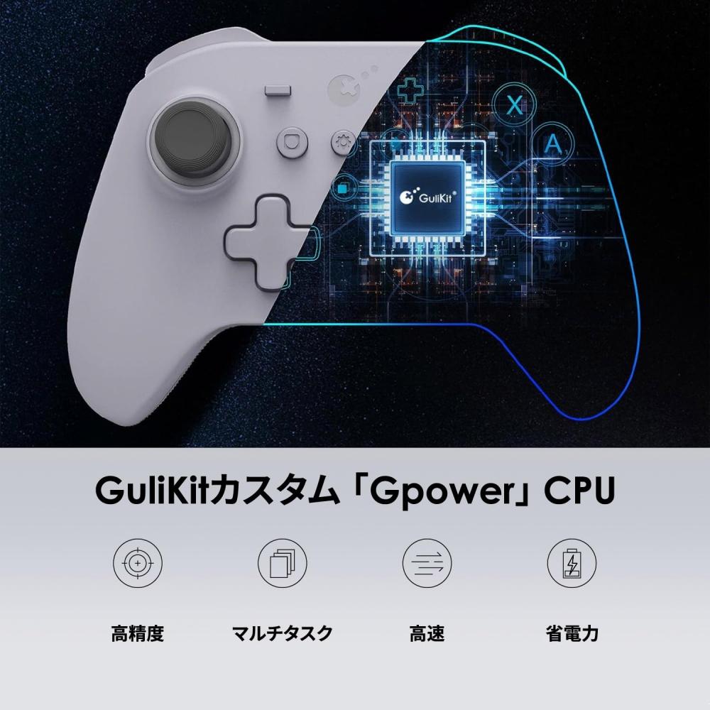 GuliKit Wireless Controller KK3 MAX Controller Black Compatible with PCSwitchAndroidiOS Hall Effect Sensor Stick 6-Axis Gyroscope Back Paddle Button D