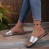 Летние женские туфли большого размера на плоской подошве с принтом змеи One Word Beach Sandals Slippers