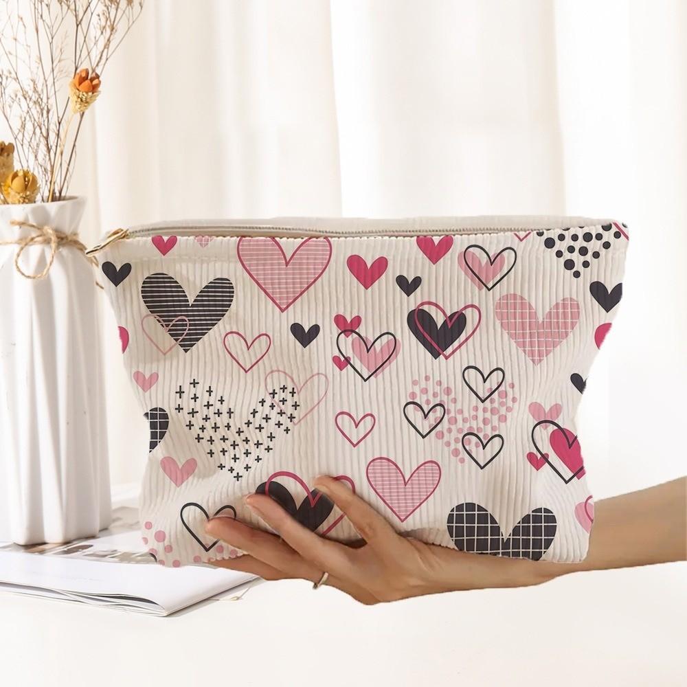 Letter Color Makeup Bag Corduroy Makeup Pouch Fashion Travel Toiletry Bag Travel