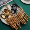 Food Cutlery Imitation Mirror Process Bamboo Tableware Stainless Steel Hotel Western Cuisine Cutlery
