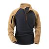 Stand Collar Fleece Sweatshirt Men Half Zipper Long Sleeved Arm Zipper Pocket Tactical Pullover for Training Clothes