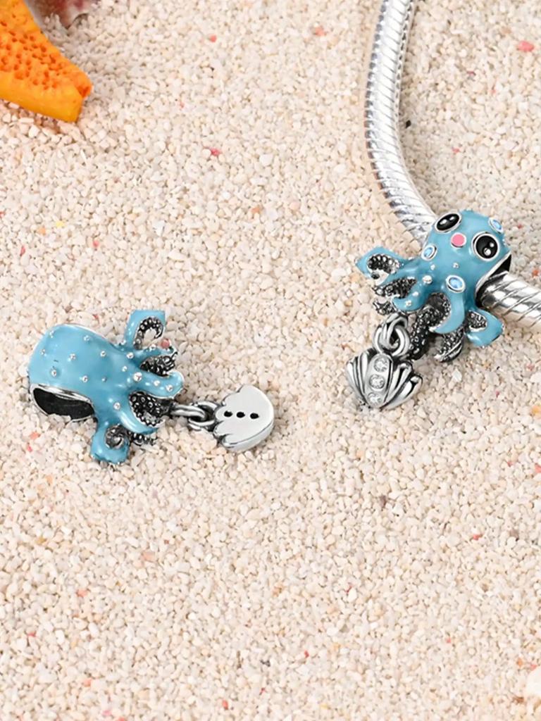 Шармы Серебро Медные Цвета Морской Краб Осьминог Бусины Шарм Подвеска Для Оригинального Браслета Для Женщин DIY Украшения Подарок Любви