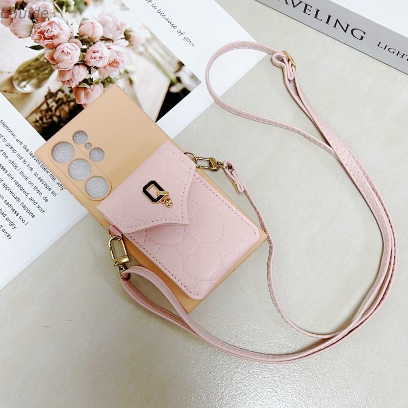 Чехол-сумка Q Bag со шнурком для Samsung Galaxy S25 Ultra S21 S20 S23 FE S24 Plus A56 Кошелек с держателем для карт Наплечный шнурок-ремешок Чехол