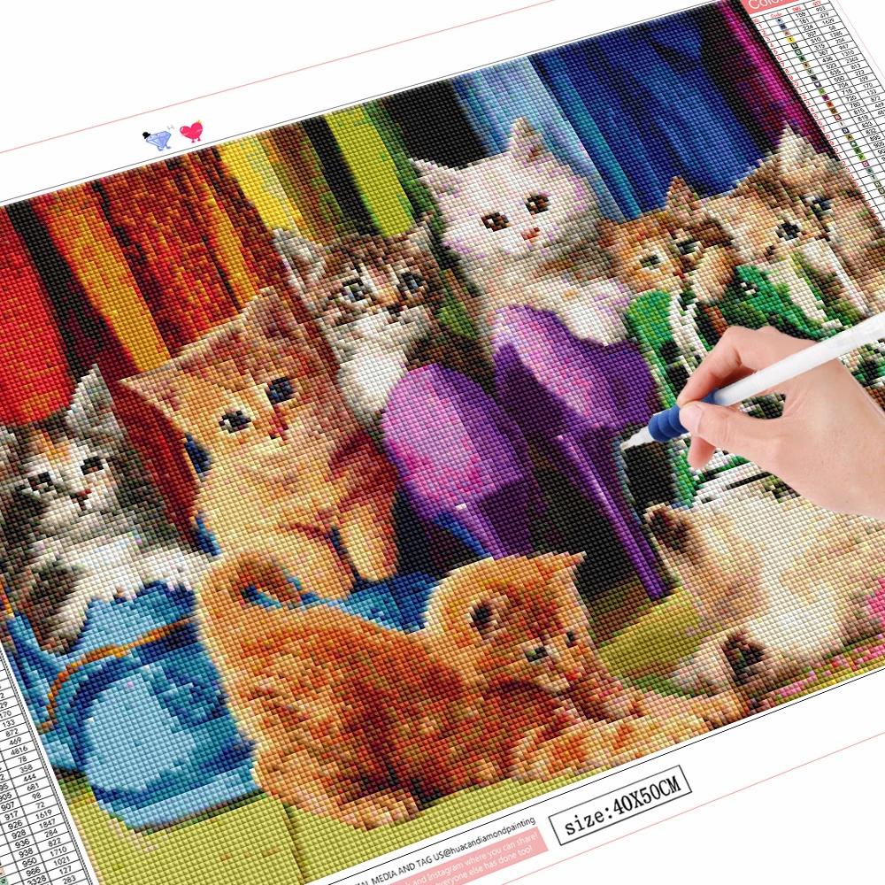 Полный квадратный дрель Алмазная вышивка кошка Кухня Книги по искусству горный хрусталь ремесленная алмазная живопись животное рукоделие домашний декор