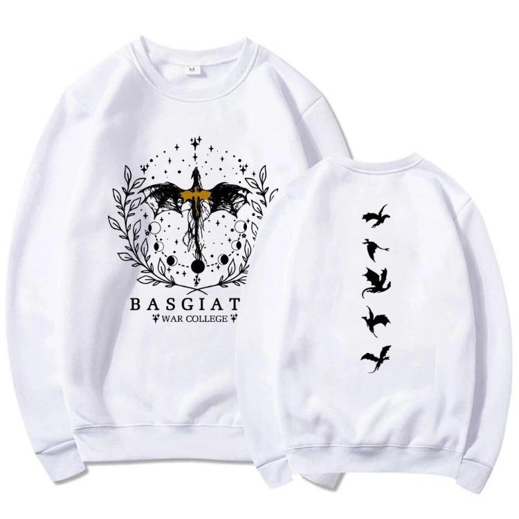 Vintage Women Long Sleeve Hoodies Pullover Casual Comfortable Fourth Wing Double Sided Sweatshirt Basgiath War College