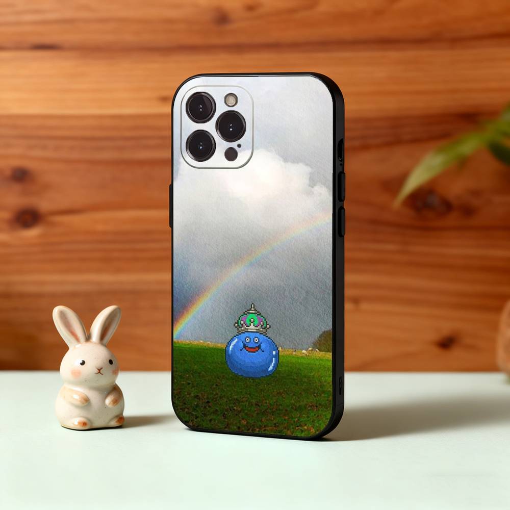 1PC Cute Bouncy D-Dragon S-slimes Phone Case For iPhone17,16,15,14,13,12Plus,Pro Max,XS,5G Soft Silicone Black Cover