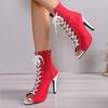 Women Lace Up High Quality Boots Summer Women Sandals Sexy High Heels Open Toe Comfort Indoor Jazz Dance Shoes