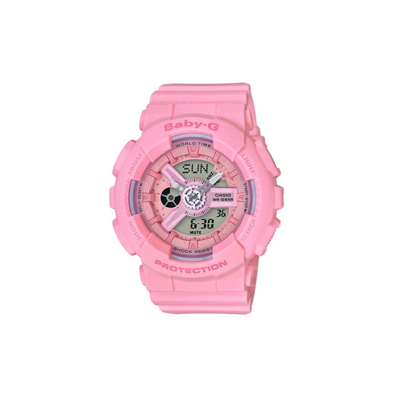 Casio Серия BABY-G Модные Женские Кварцевый Механизм Ремешок из Смолы Японские и Корейские Часы Женские Часы Розовый Циферблат BA-110-4A1D