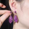 CMM Top Quality Golden Color Jewellery Fuchsia Red Zirconia Drop Earrings