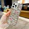 For iPhone 16 Pro Case Glass Rhinestone Two Butterfly Decor TPU Phone Back Cover