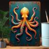 1 штука ретро металлического настенного декора в виде осьминога - ярко-зеленая и состаренная алюминиевая декоративная панель, подходит для помещений