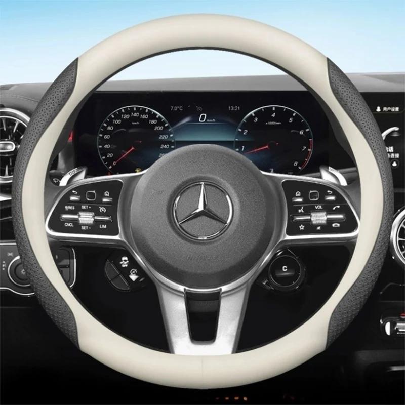 CQM1 Leather Car Steering Wheel Cover for Mercedes Benz E53 E63 S580e S680 CLA250 CLA35 CLA45 CLE53 GT53 GT63 GT55 A35 Accessories