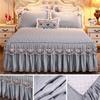 Роскошное кружевное покрывало принцессы, простыни-юбки, утолщенная стеганая простыня, постельное белье, нескользящий наматрасник Queen King для королевы