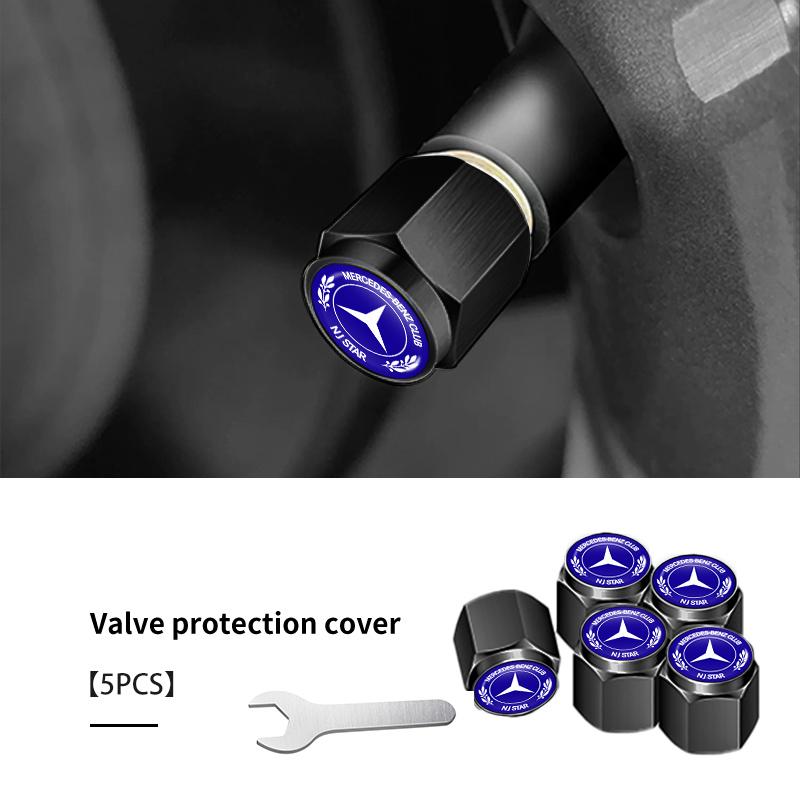TXVMQ1 2025 Hot 5pcs Car Wheel Tire Valve Protection Cap Theftproof Tyre Stem For Mercedes Benz C180 C300 W124 W176 W177 C200 C260 GLC