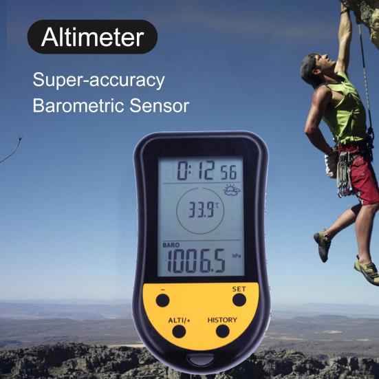 1 Set Altimeter Handheld Clock Temperature Calendar Portable LCD Digital Fishing Barometer for Outdoor