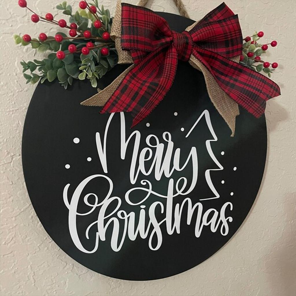 Трансграничный рождественский приветственный дверной знак, подвесное украшение с праздничной лентой и декором в виде венка