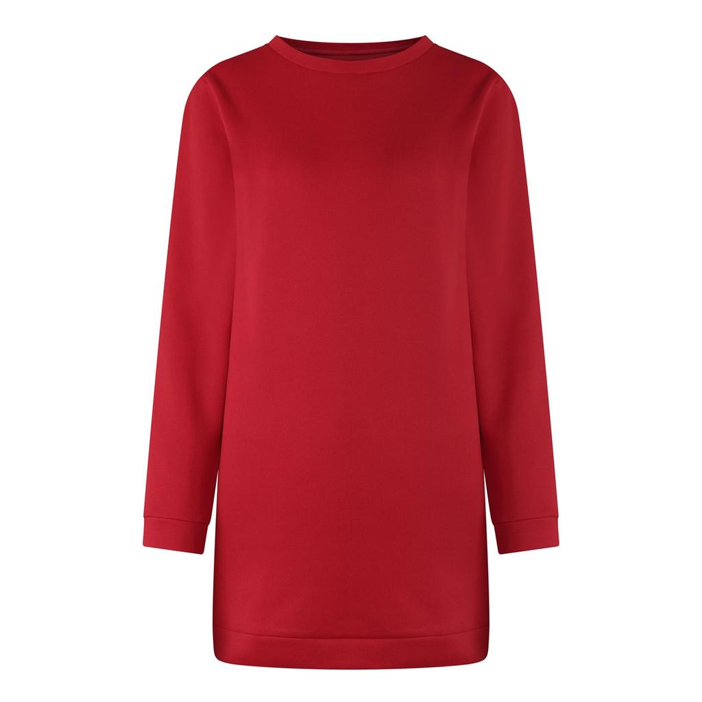 Женское и зимнее платье-свитер с круглым вырезом и длинными рукавами