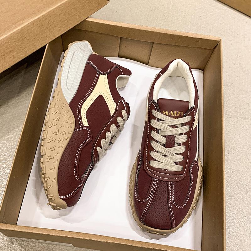 Fashionable Retro German Training Women's Sneakers 2025 Autumn New Soft Leather Versatile Outdoor Casual Sports Flat Shoes