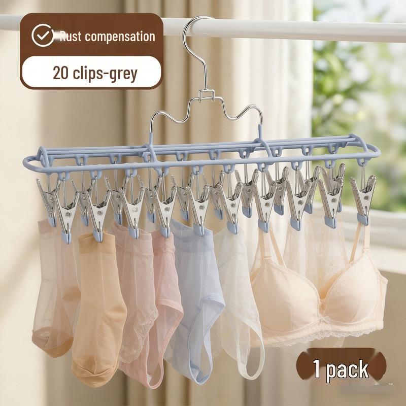 Multi-functional Windproof Clothes Hanger with Anti-slip Clips for Balcony and Dormitory Use