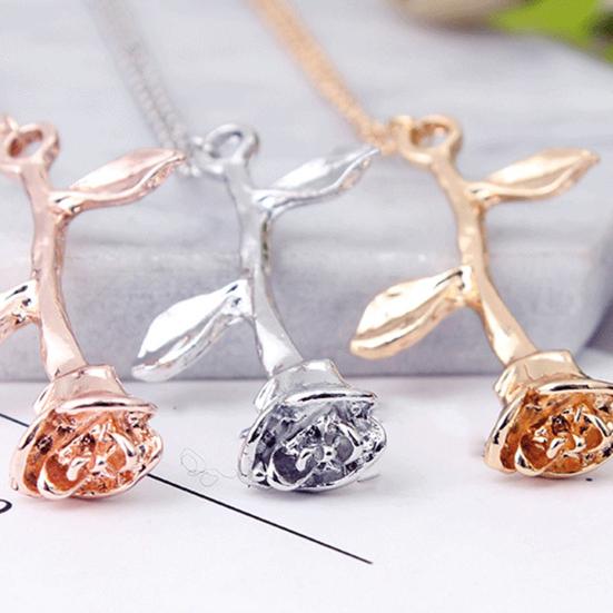 Necklace Unique Rose Flower Design Women Chain Necklace