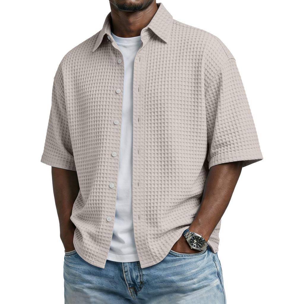 Мужская повседневная рубашка с пуговицами и коротким рукавом