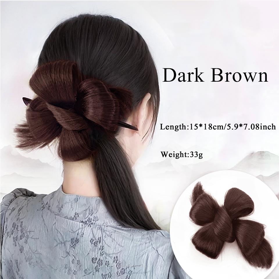 Synthetic Maruki Head Wig Circle New Chinese Style Bride's Curled Hair Bun Clip In the Hair and Ponytail Ancient Style Wig Bag