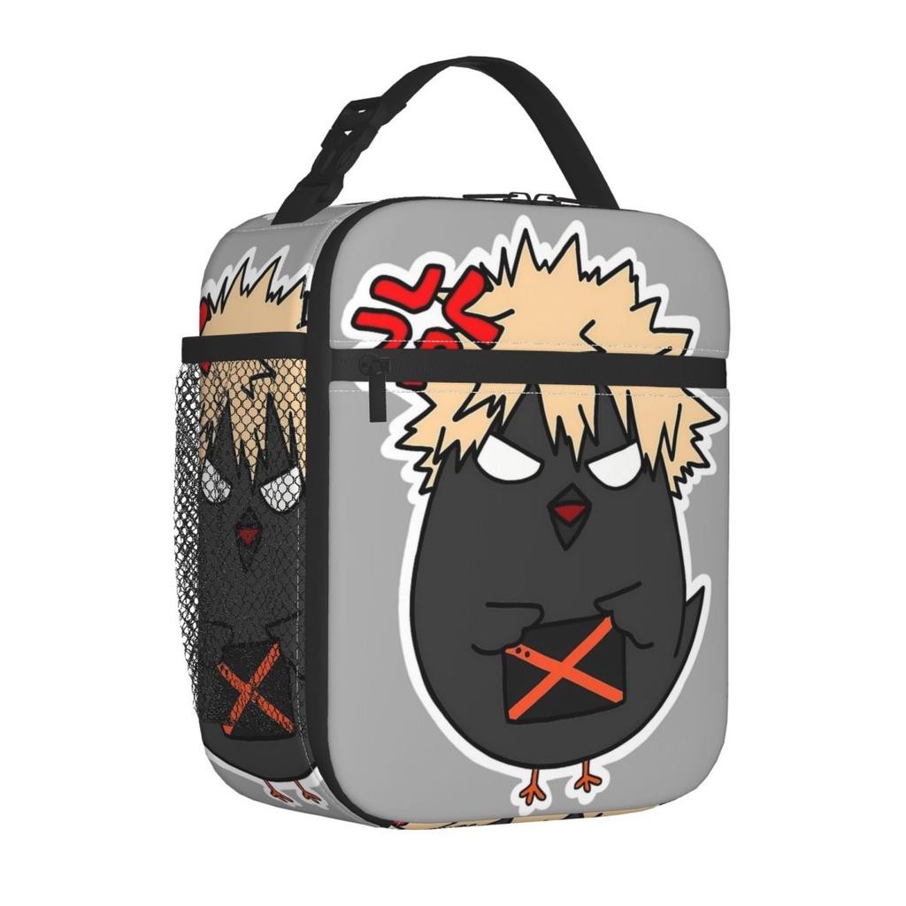Angry Bakubird Katsuki Bakugo Insulated Lunch Bags Cooler Bag Reusable Leakproof Tote Lunch Box Food Bag School Outdoor